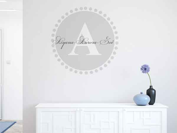 Wandtattoo Aiyana-Aurora-Zoé als Monogramm rund