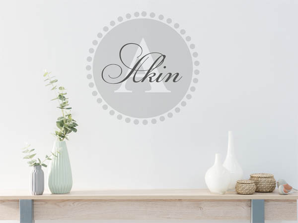 Wandtattoo Akin als Monogramm rund