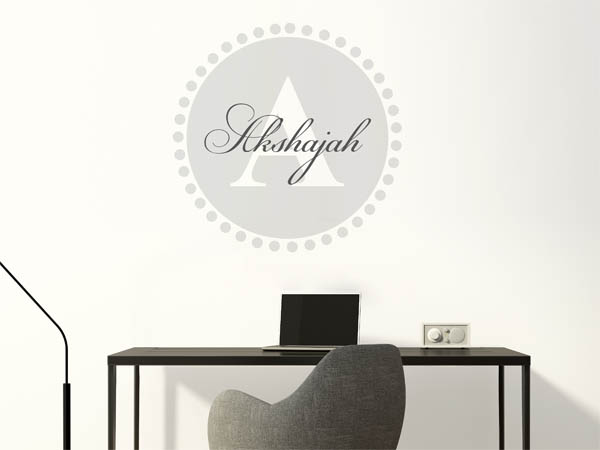 Wandtattoo Akshajah als Monogramm rund