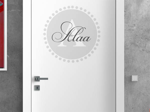 Wandtattoo Alaa als Monogramm rund
