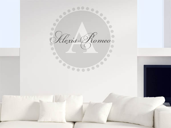 Wandtattoo Alexis-Romeo als Monogramm rund