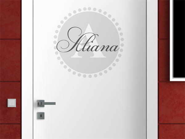 Wandtattoo Aliana als Monogramm rund