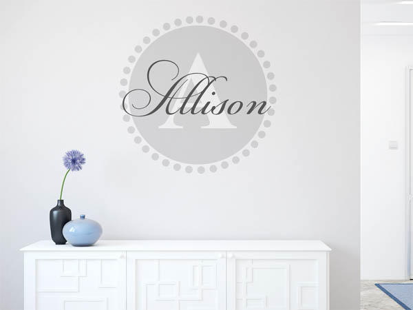 Wandtattoo Allison als Monogramm rund