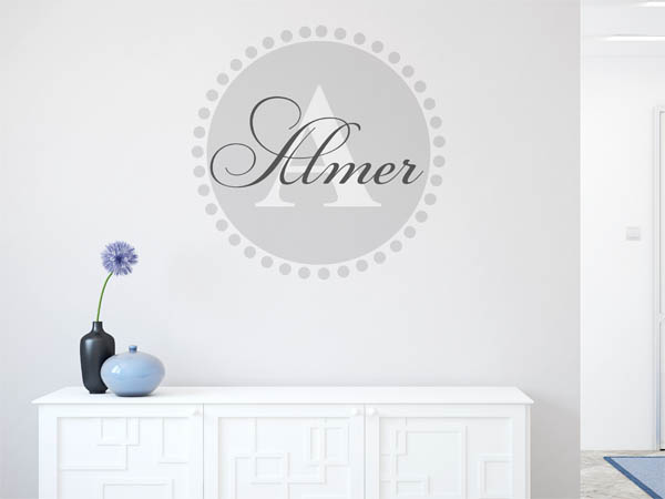 Wandtattoo Almer als Monogramm rund