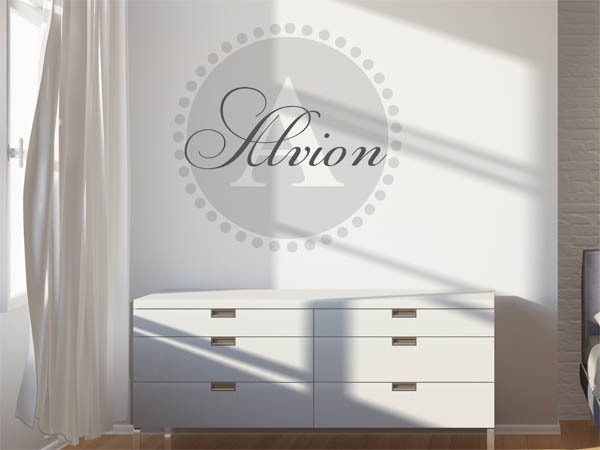 Wandtattoo Alvion als Monogramm rund