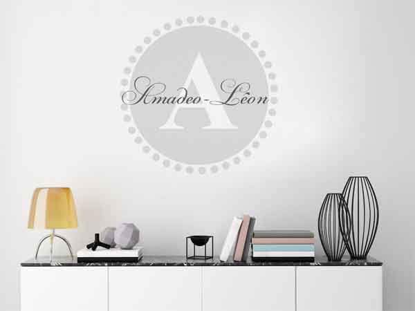 Wandtattoo Amadeo-Léon als Monogramm rund