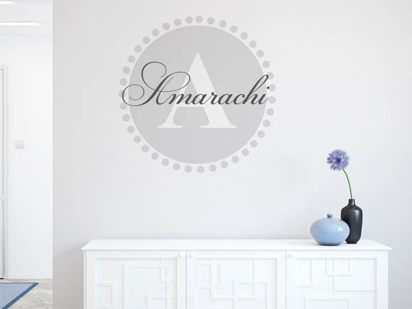 Wandtattoo Amarachi als Monogramm rund