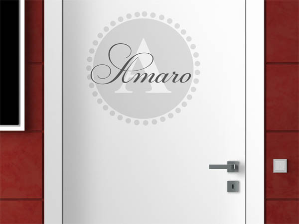 Wandtattoo Amaro als Monogramm rund