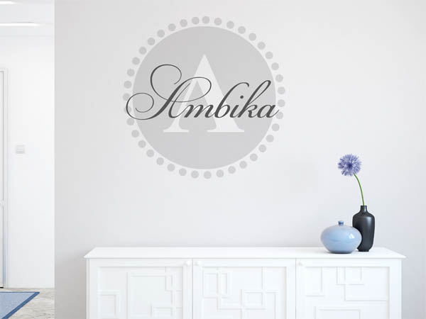 Wandtattoo Ambika als Monogramm rund