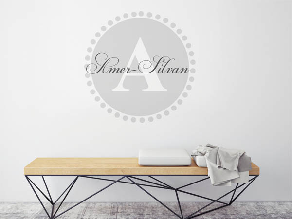 Wandtattoo Amer-Silvan als Monogramm rund