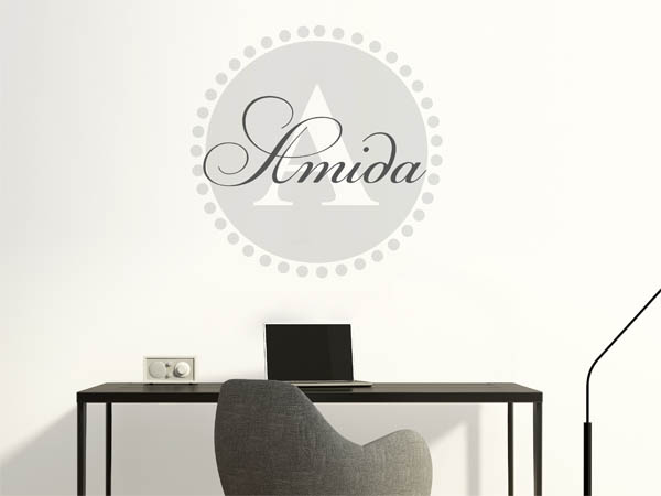 Wandtattoo Amida als Monogramm rund