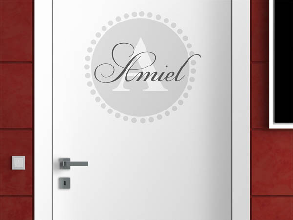 Wandtattoo Amiel als Monogramm rund