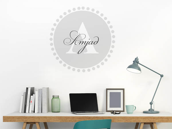Wandtattoo Amjad als Monogramm rund