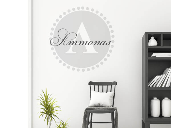 Wandtattoo Ammonas als Monogramm rund