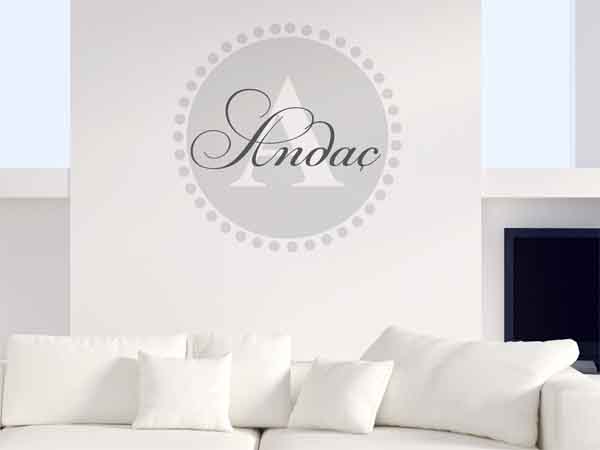 Wandtattoo Andaç als Monogramm rund