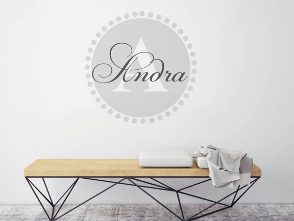 Wandtattoo Andra als Monogramm rund