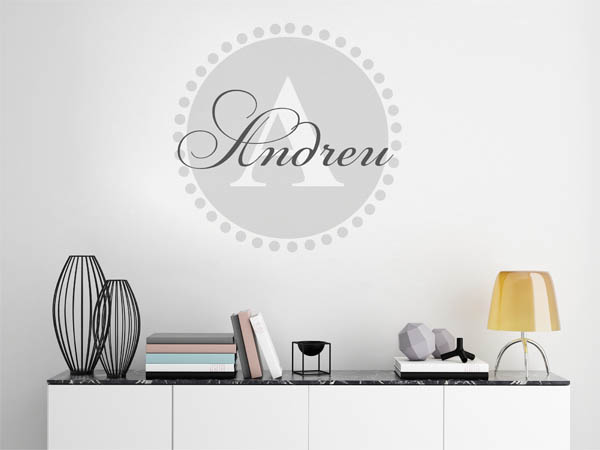 Wandtattoo Andreu als Monogramm rund