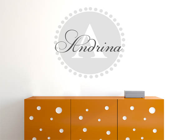 Wandtattoo Andrina als Monogramm rund