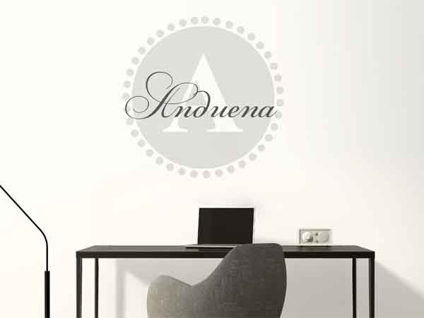 Wandtattoo Anduena als Monogramm rund