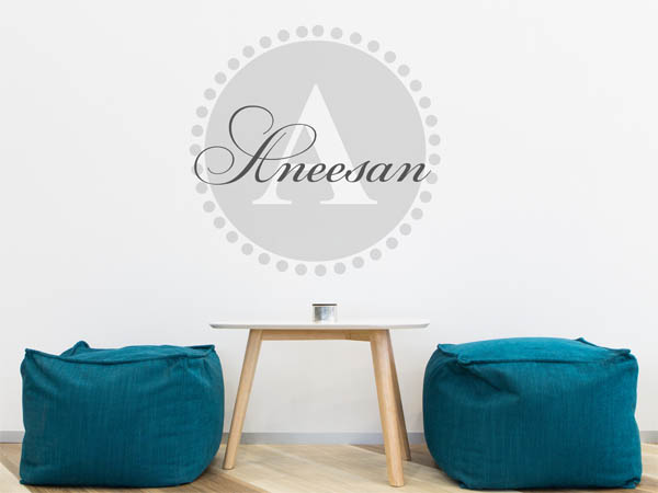Wandtattoo Aneesan als Monogramm rund