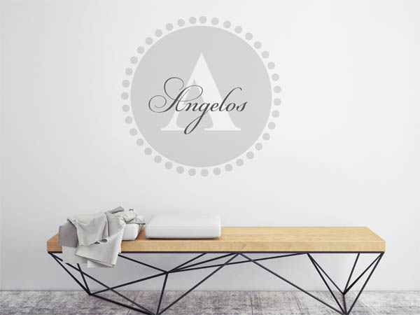 Wandtattoo Angelos als Monogramm rund