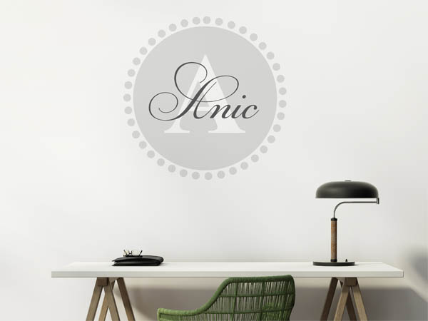 Wandtattoo Anic als Monogramm rund