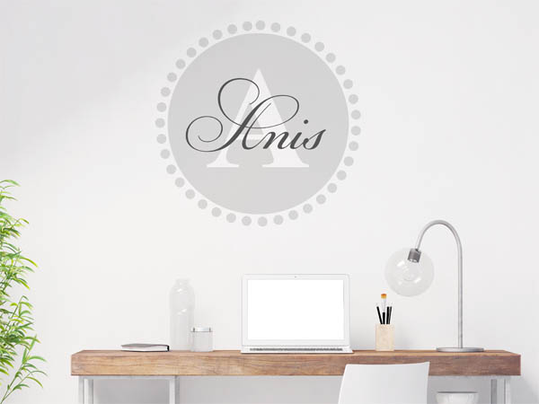 Wandtattoo Anis als Monogramm rund