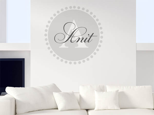 Wandtattoo Anit als Monogramm rund