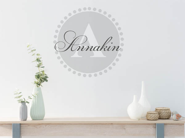 Wandtattoo Annakin als Monogramm rund