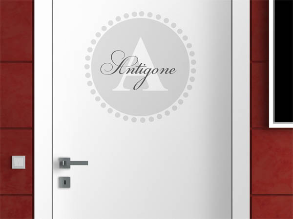 Wandtattoo Antigone als Monogramm rund