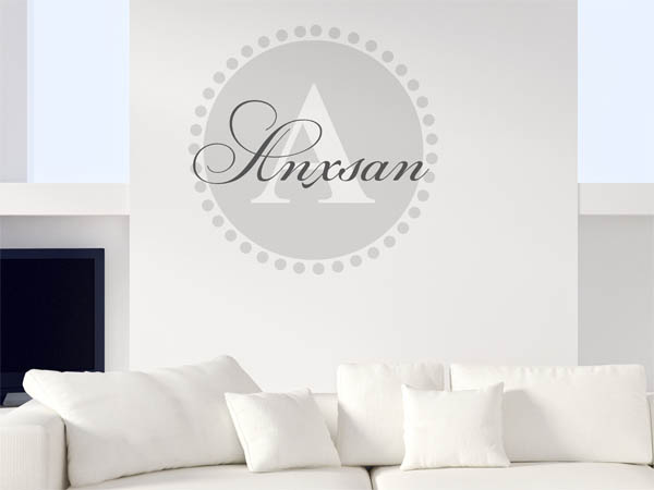 Wandtattoo Anxsan als Monogramm rund
