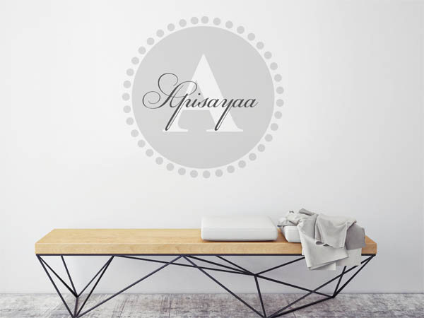 Wandtattoo Apisayaa als Monogramm rund