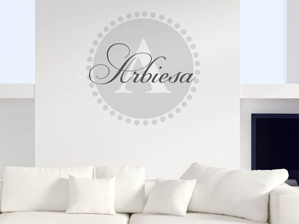 Wandtattoo Arbiesa als Monogramm rund