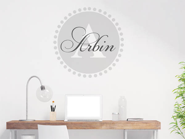 Wandtattoo Arbin als Monogramm rund