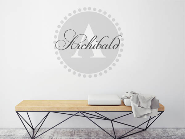 Wandtattoo Archibald als Monogramm rund