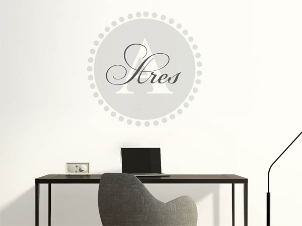 Wandtattoo Ares als Monogramm rund