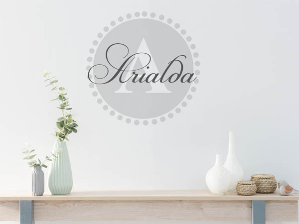 Wandtattoo Arialda als Monogramm rund