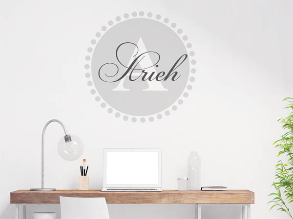 Wandtattoo Arieh als Monogramm rund