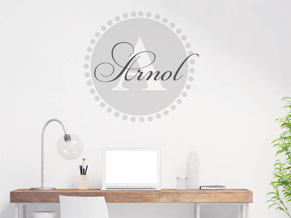 Wandtattoo Arnol als Monogramm rund