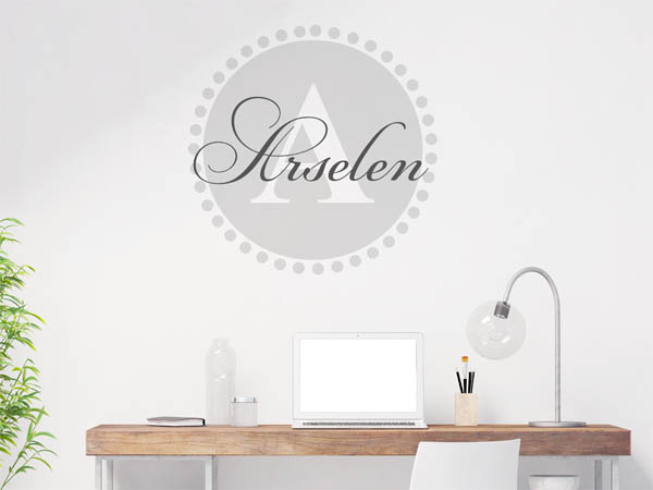 Wandtattoo Arselen als Monogramm rund