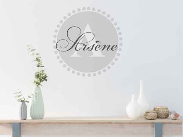 Wandtattoo Arsène als Monogramm rund