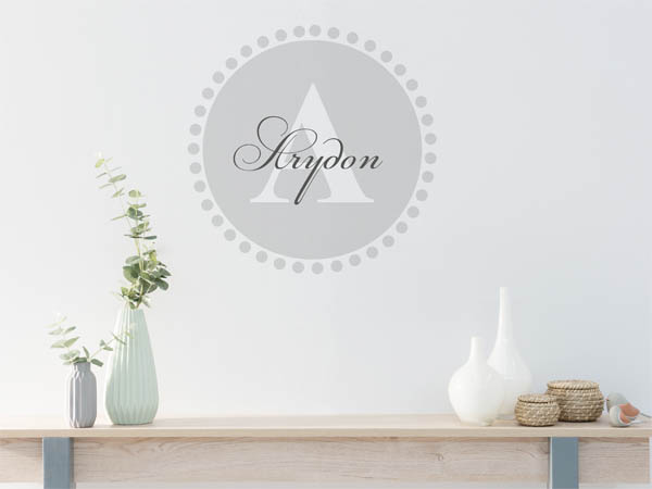 Wandtattoo Arydon als Monogramm rund