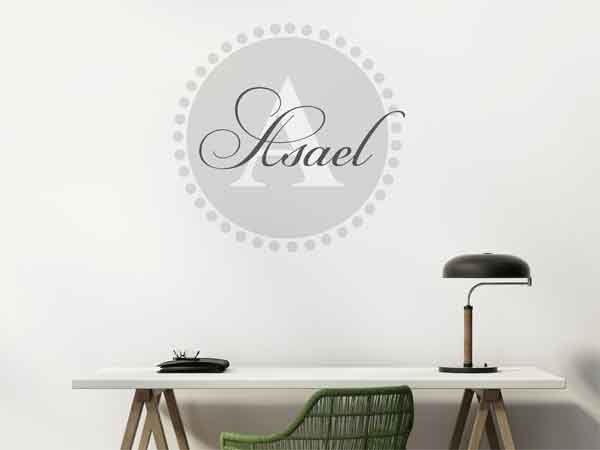 Wandtattoo Asael als Monogramm rund