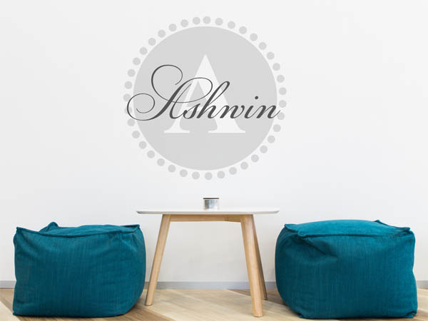 Wandtattoo Ashwin als Monogramm rund