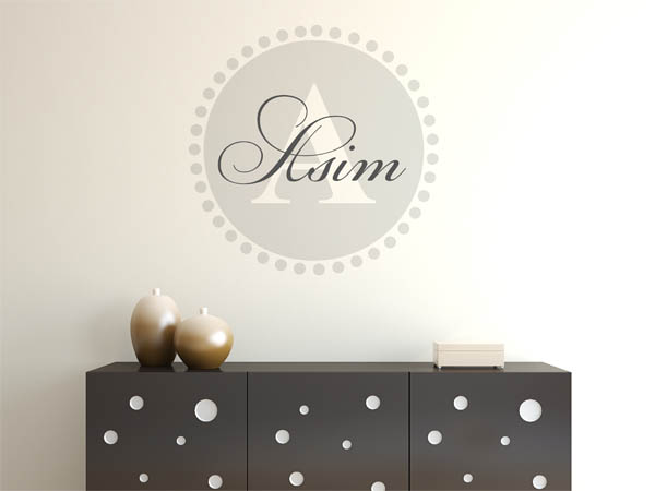 Wandtattoo Asim als Monogramm rund