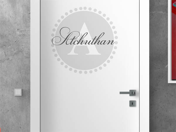 Wandtattoo Atchuthan als Monogramm rund