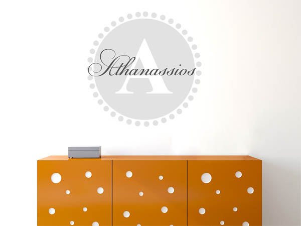 Wandtattoo Athanassios als Monogramm rund