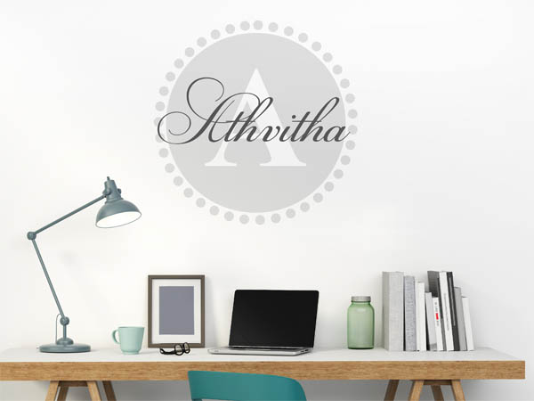 Wandtattoo Athvitha als Monogramm rund