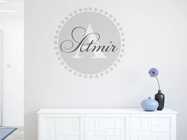 Wandtattoo Atmir als Monogramm rund