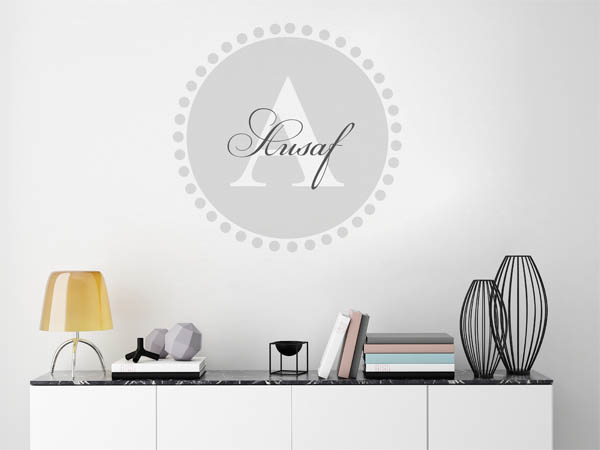 Wandtattoo Ausaf als Monogramm rund